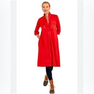 Gretchen Scott Designs Red Midi Shirt Dress